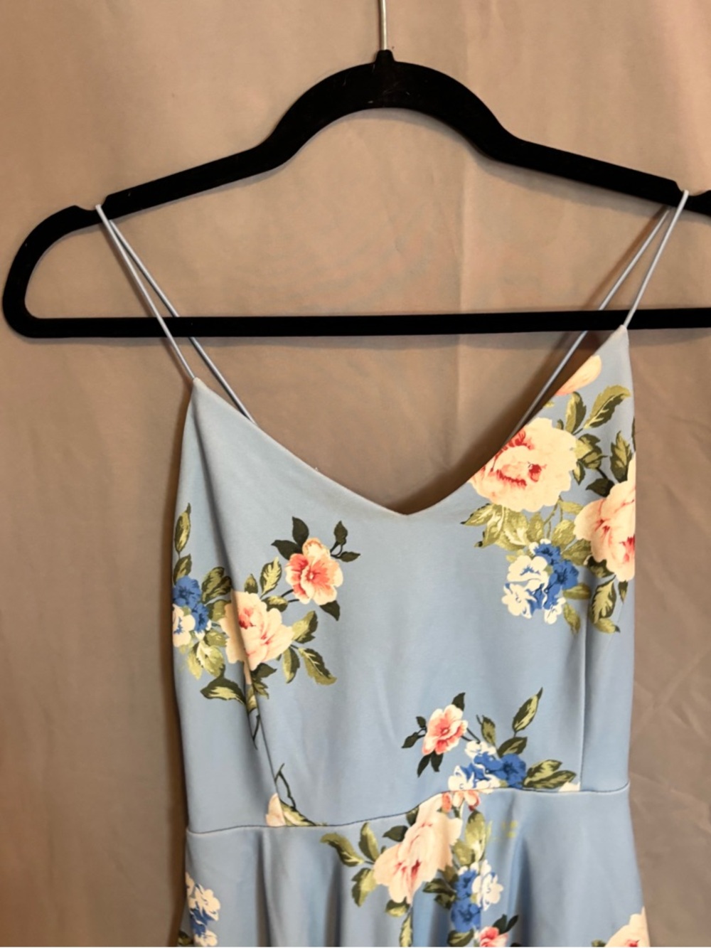 Streetwear Society Powder Blue Floral Spaghetti Strap Mini Dress - Picture 3 of 7